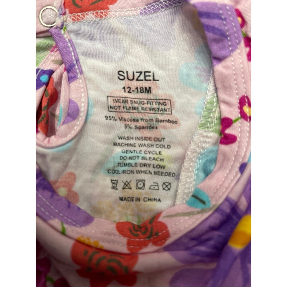 Suzel Baby Girl Vivid Flower Bamboo Viscose Romper Size 12 -18M New Without Tag - Picture 5 of 6